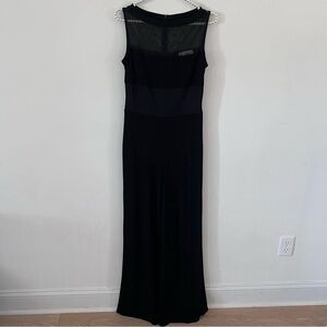 Joseph Ribkoff Mesh Top Sleeveless Wide-Leg Sash Waist Jumpsuit | Size 8|